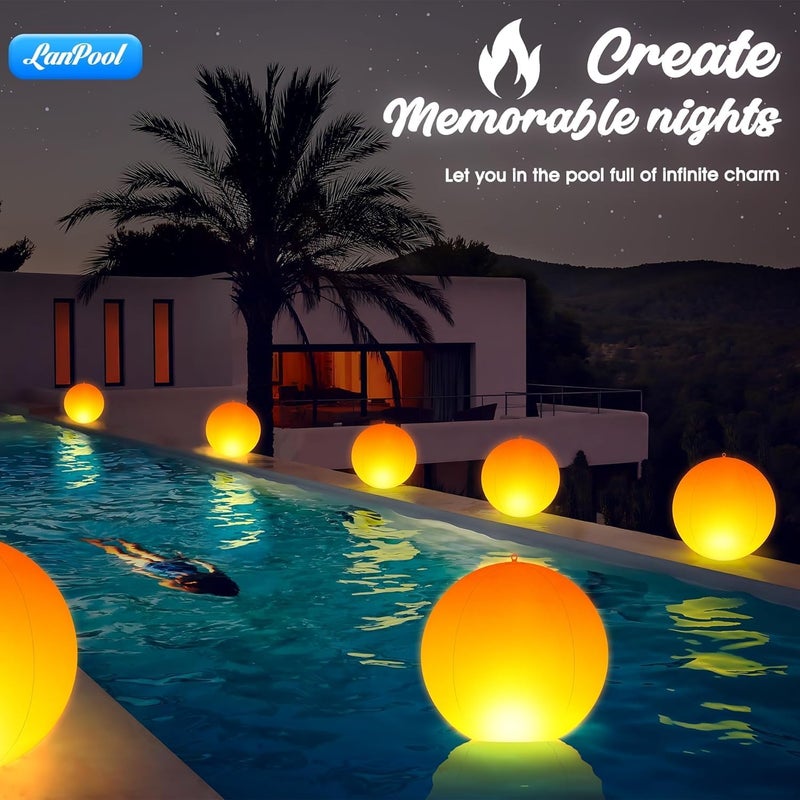 LanPool Floating Pool Lights,14" Flame Solar Pool Lights,Floating Glow Globe IP68 Waterproof, Solar Powered Swimming Pool Accessories, Large Floating Light Up Balls for Pool Pond Outdoor Decor-4PCS - Image 3